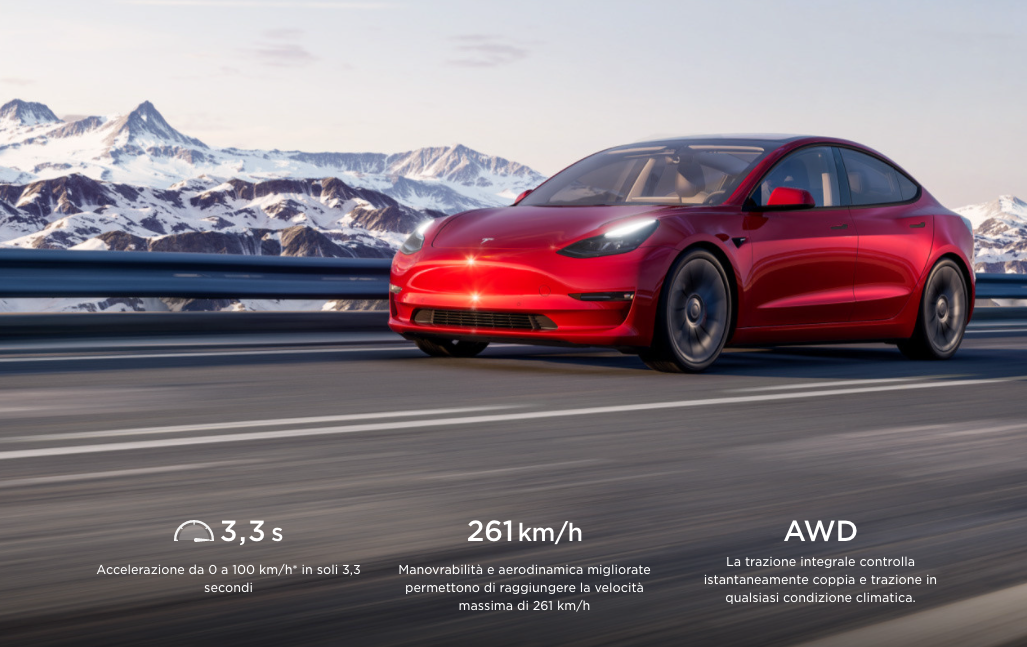 TESLA Model 3 75 kWh Long Range Dual Motor AWD Automatica Noleggio Lungo Termine - Solorent.it